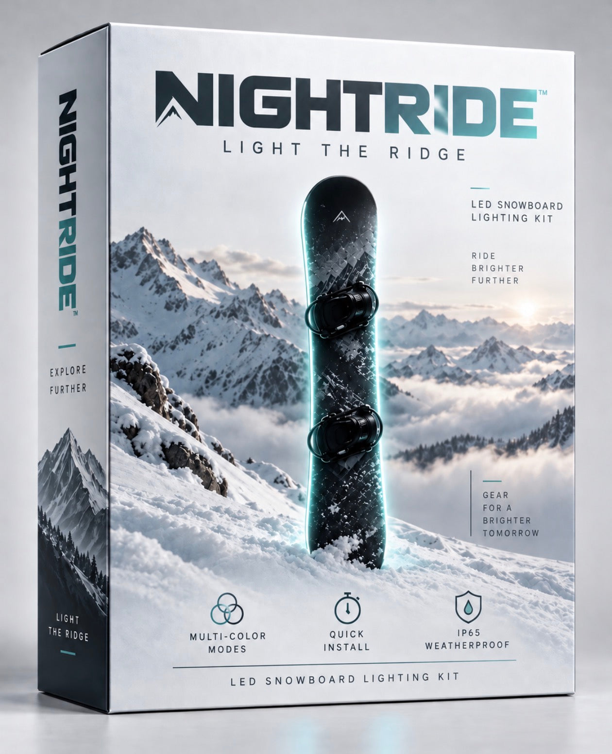 NIGHTRIDE LED snowboard lighting kit packaging